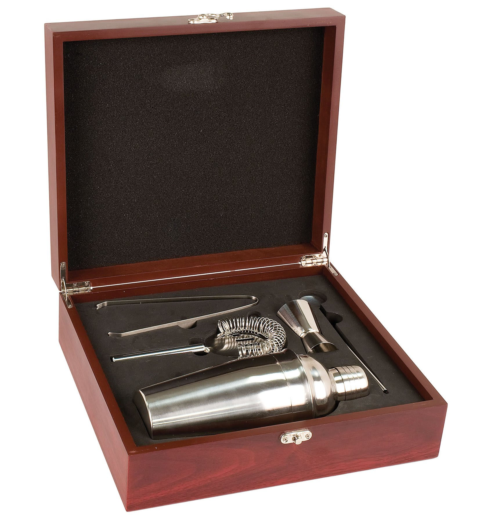 Engraved Rosewood Finish Martini Set