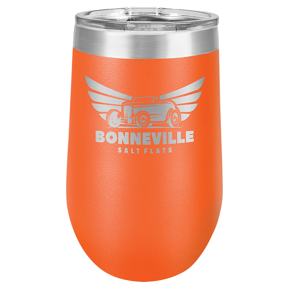 Engraved Polar Camel Vacuum Insulated Stemless Tumbler with Lid – 16 o - Orange/Silver