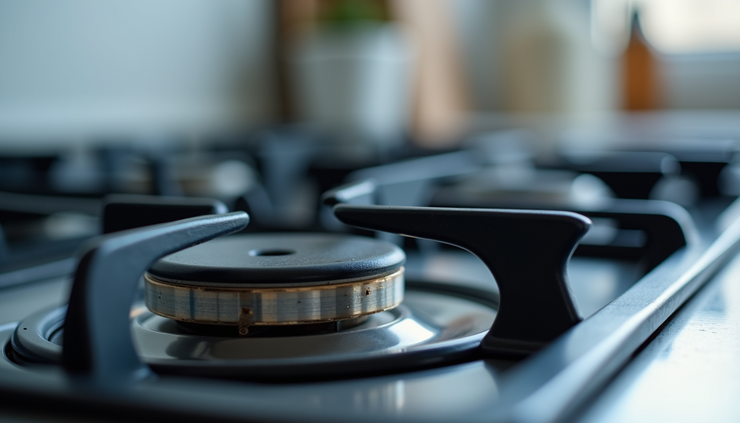 Eye-level view of Blue Star gas burner with ignitor and clean burner head