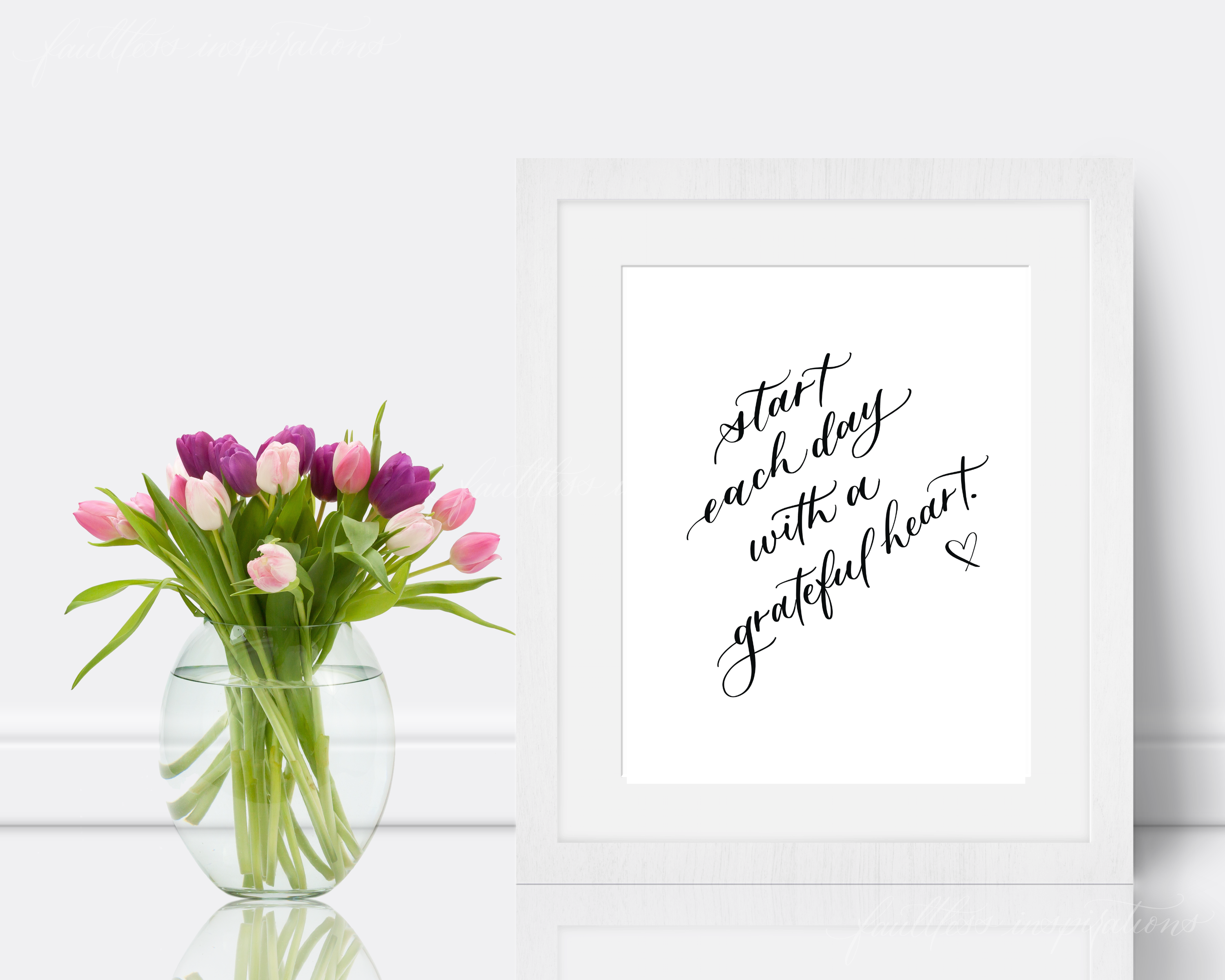 Start Each Day with a Grateful Heart | Morning Motivation Wall Art