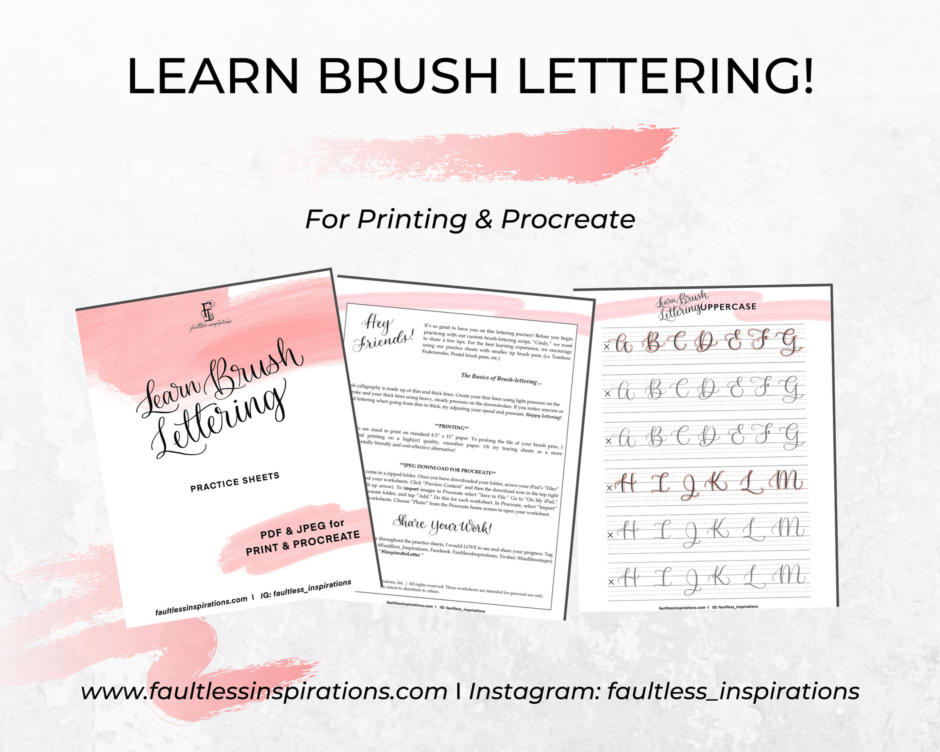 "Cindy" Brush Calligraphy Practice Sheets | Learn Brushlettering