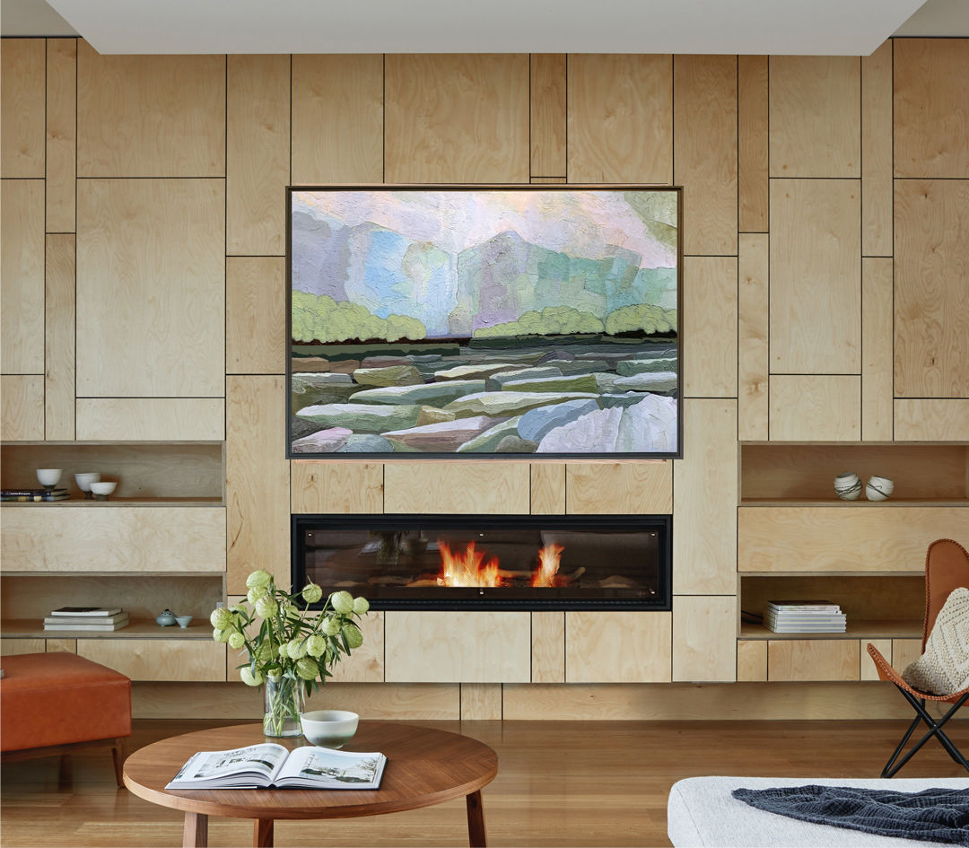 "Walking in My Own Landscape" 50" x 34" Textured Painting in Floater Frame