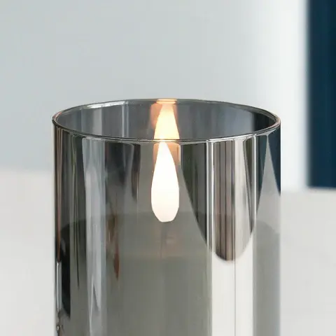 Thumbnail: 12 Hurricane Smoked Glass LED Candles