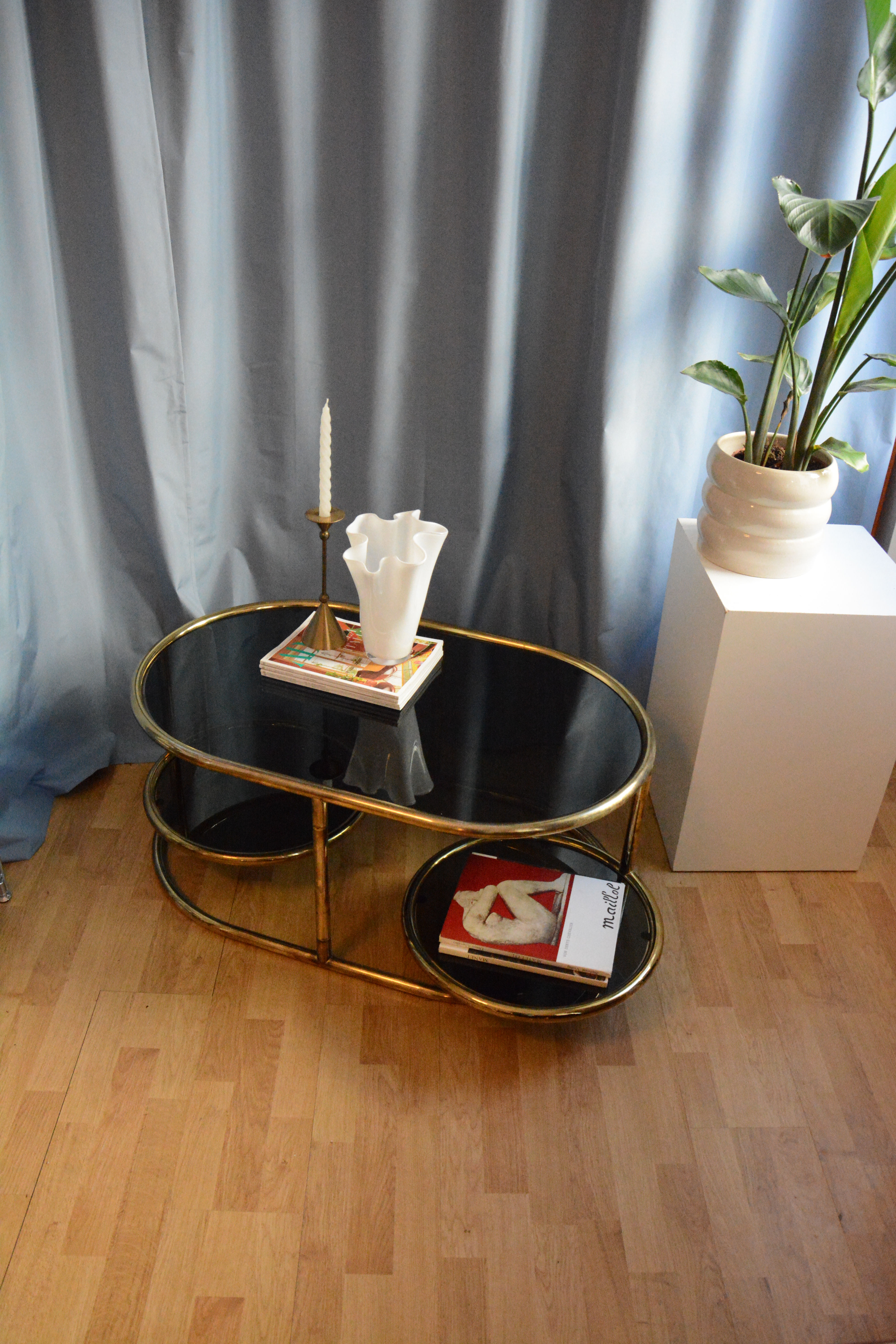 Large Brass Swivel Table