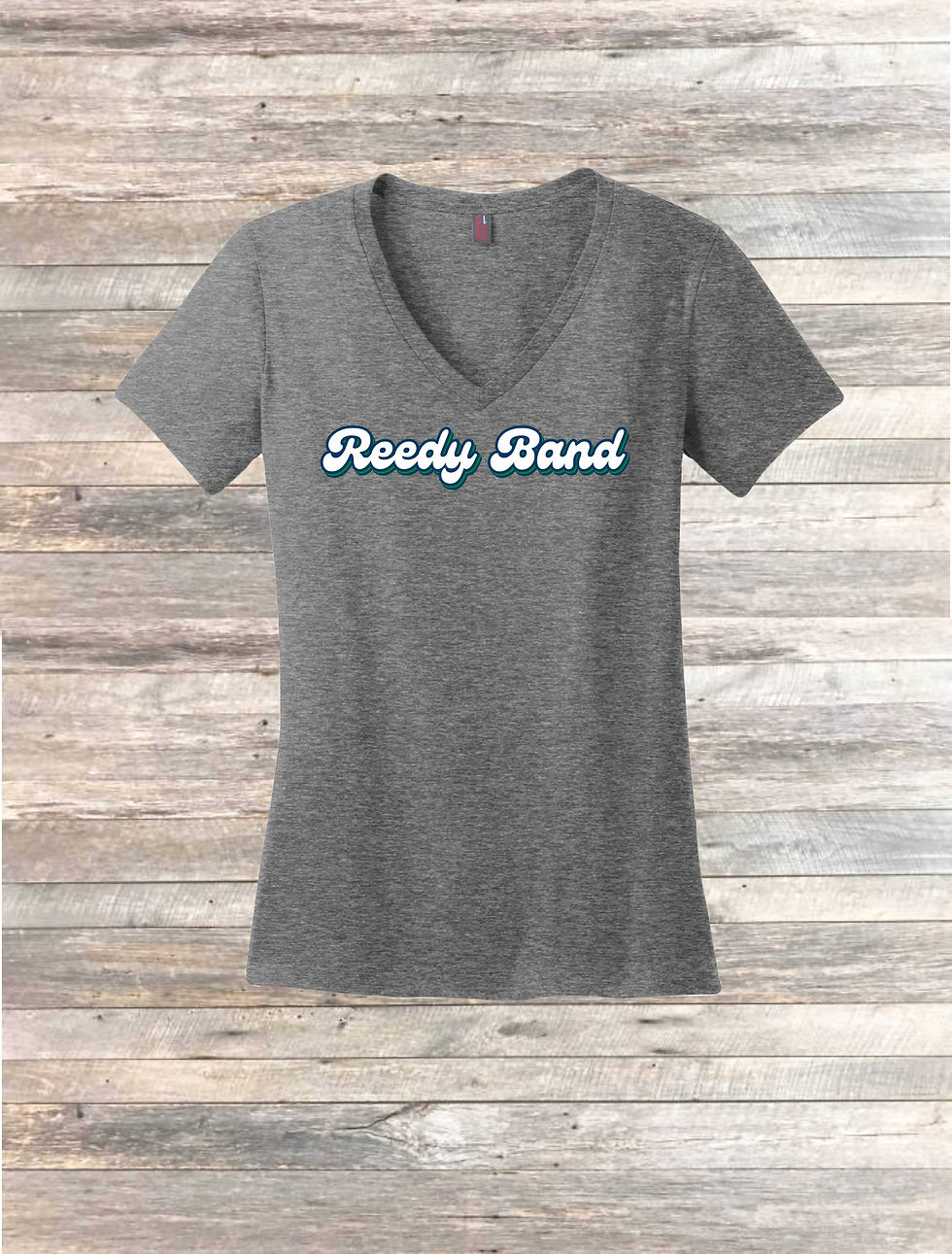 Thumbnail: LADIES GREY RING SPUN V NECK SHORT SLEEVE TEE