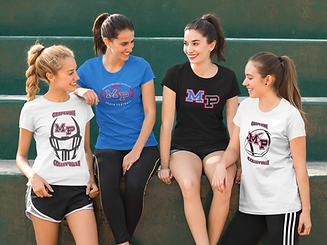 group-of-four-girlfriends-wearing-different-tshirts-mockup-while-sitting-on-big-green-stai