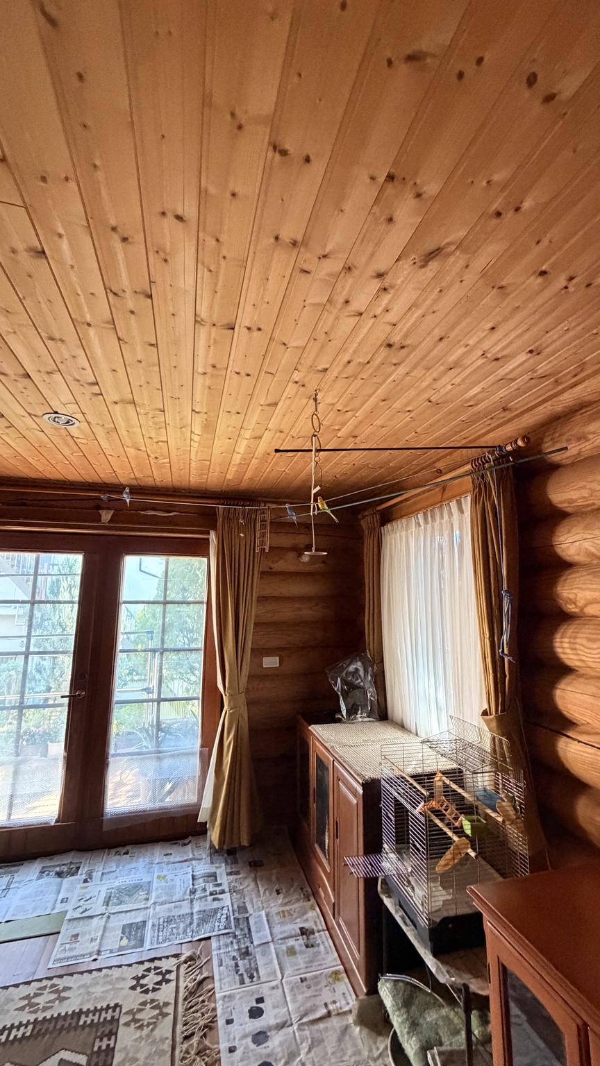 Visita a casa de una alumna, madera finlandesa, animales y recuerdos