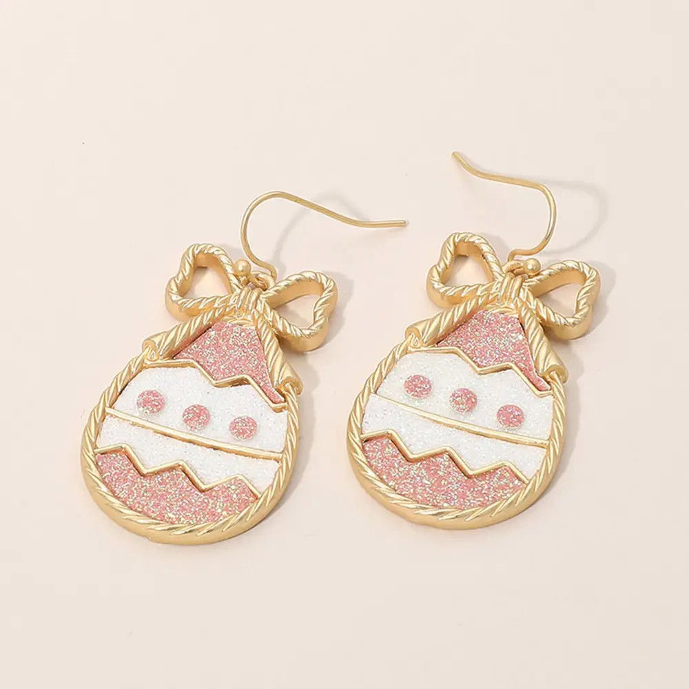Gold Festive Easter Egg Dangle Earrings