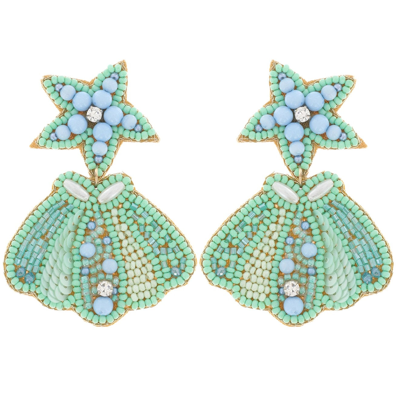 Turquoise Starfish & Shell Earrings