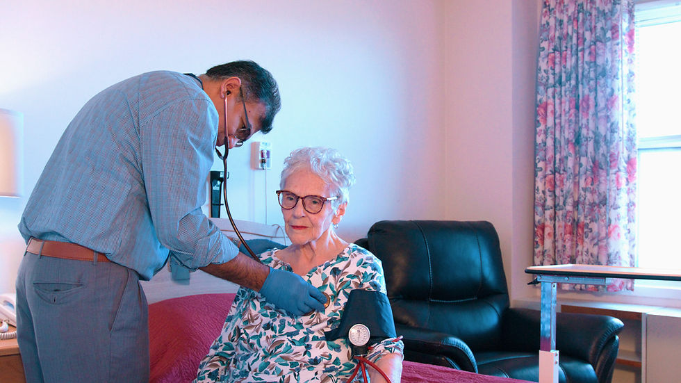 Doctor taking short-term patient's vitals