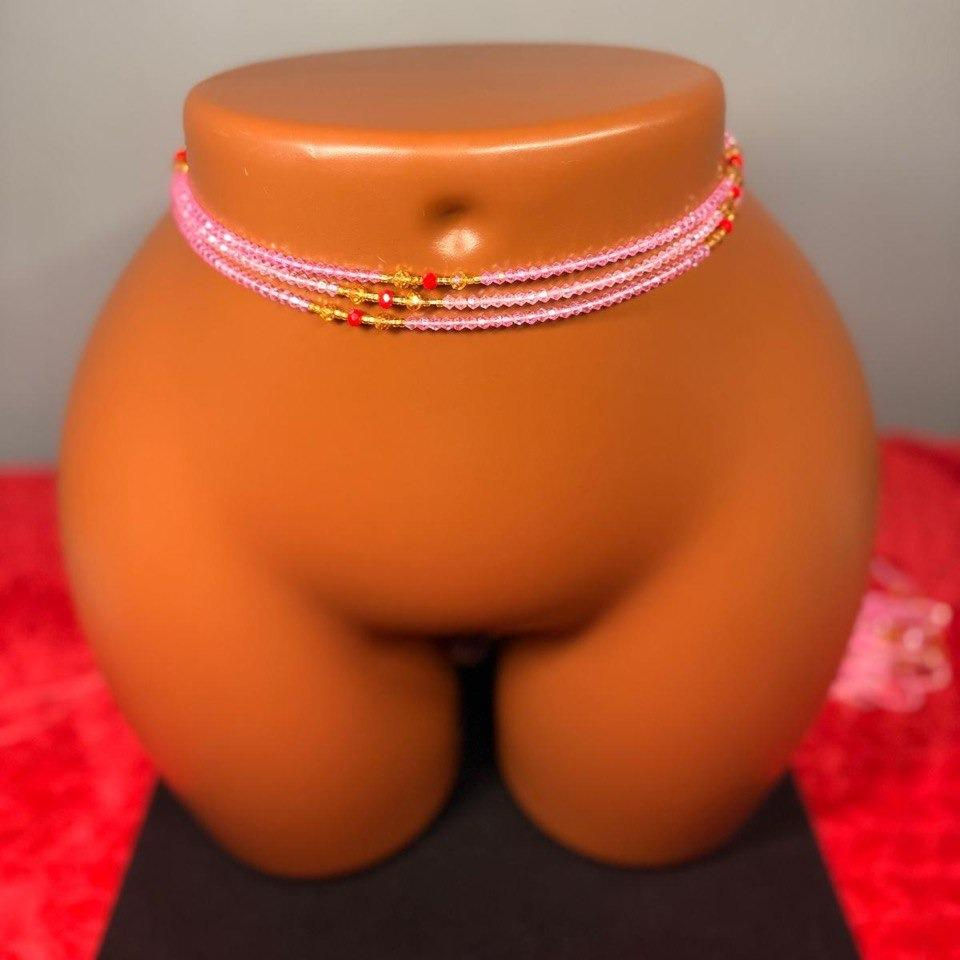 Thumbnail: Auntie Ama's  Divine Fire Collection - Crystal Waist Beads - Elegant ONE STRAND