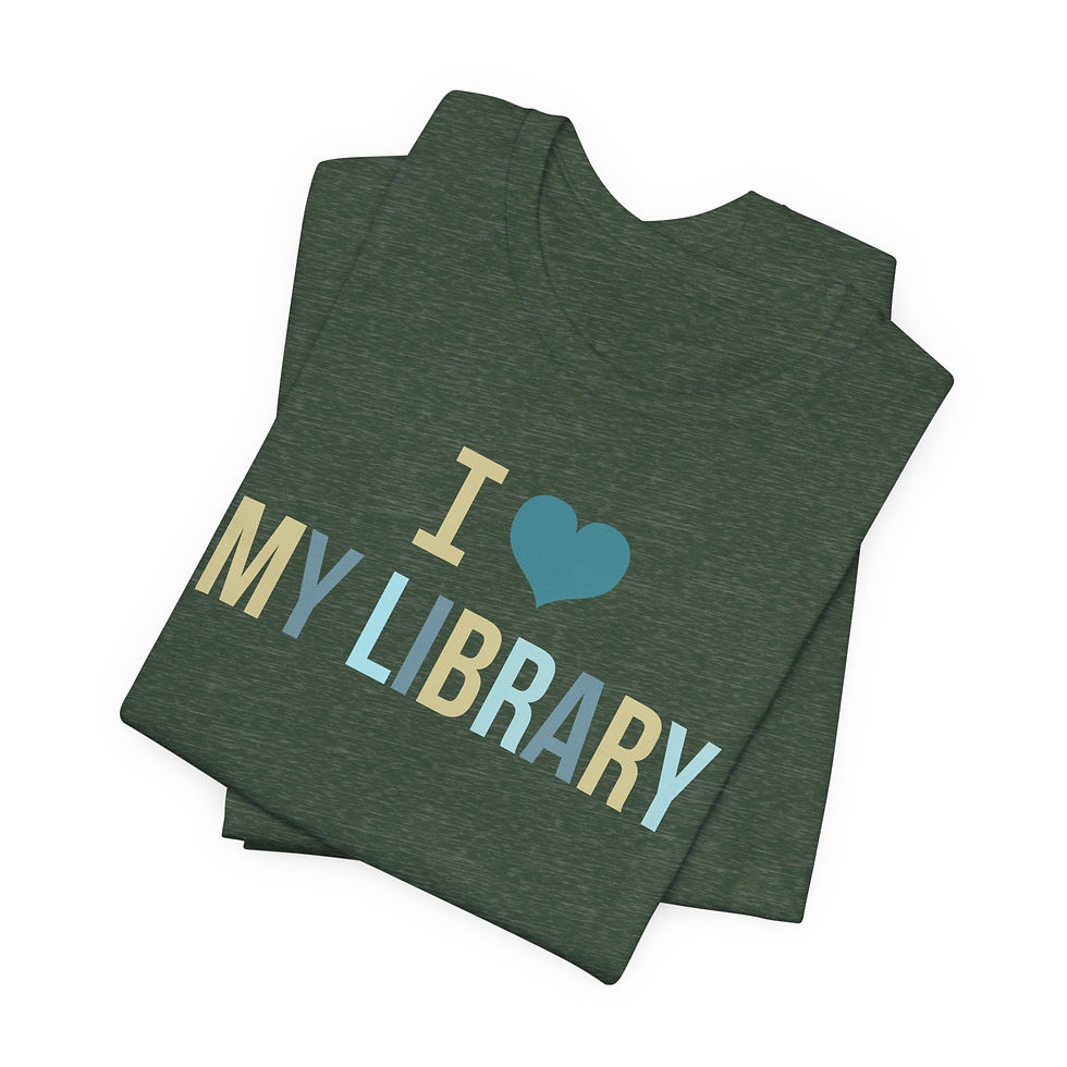 Thumbnail: I Heart My Library Unisex Tee -- Teal Heart