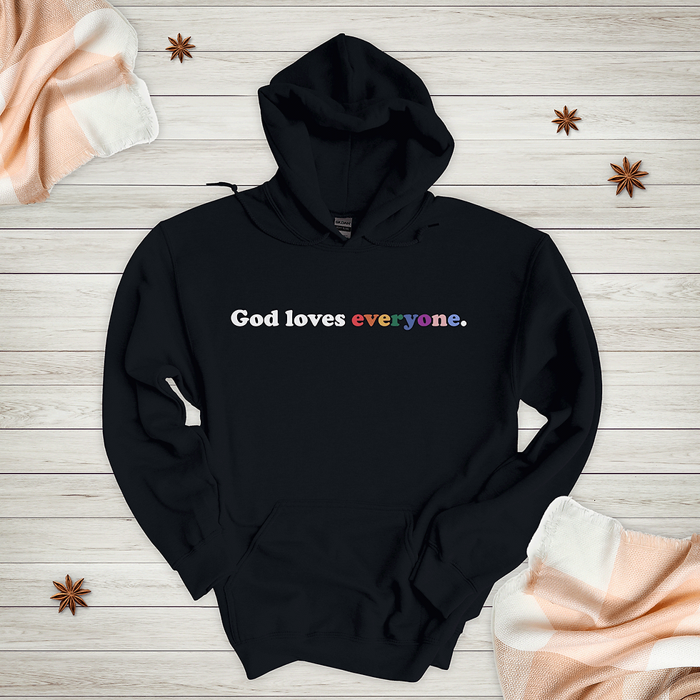 Thumbnail: God Loves Everyone Cozy Hoodie -- Black