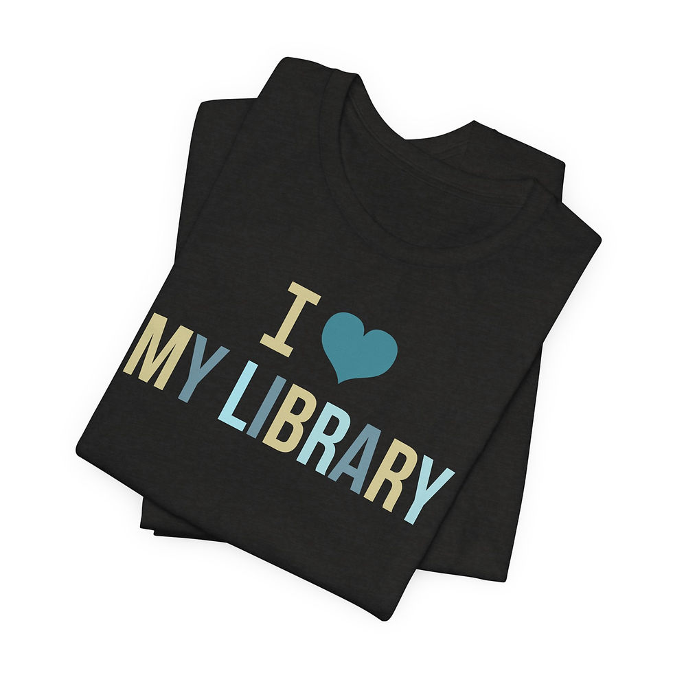 Thumbnail: I Heart My Library Unisex Tee -- Teal Heart