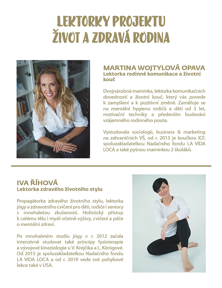 Lektorky projektu Život a zdravá rodina Martina Opava Iva Říhová