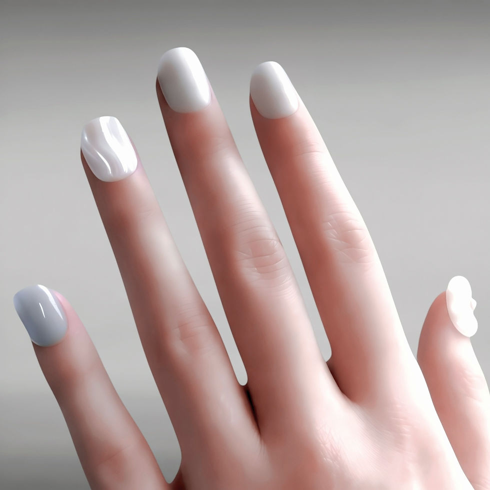 White and Grey - Handmade Nails - Square Short www.spressbeauty.com