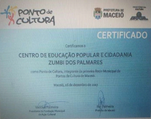 Selecionado como Ponto de Cultura do Município de Maceió