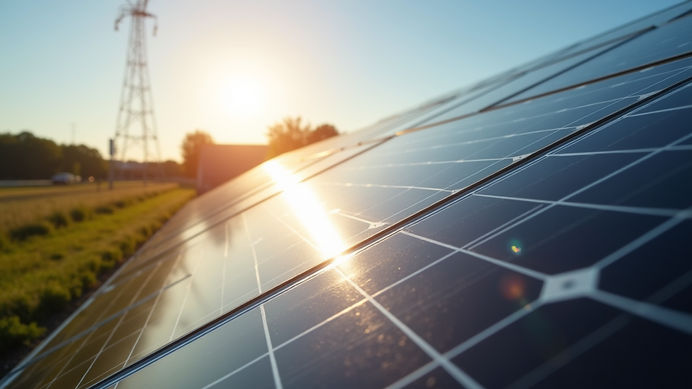 Eye-level view of solar panels operating in sunlight