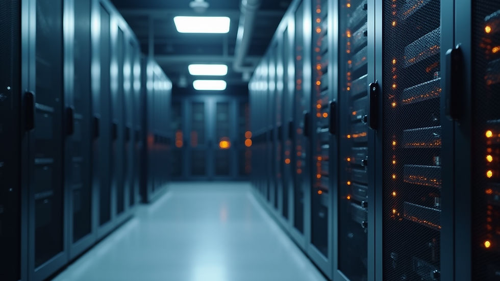 Eye-level view of a modern thermal management system in a data center