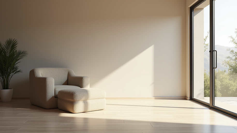 Close-up view of a photorealistic architectural interior rendering