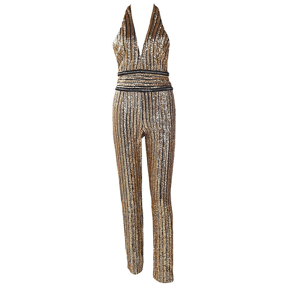 Thumbnail: Gold Sequin Striped Jumpsuit