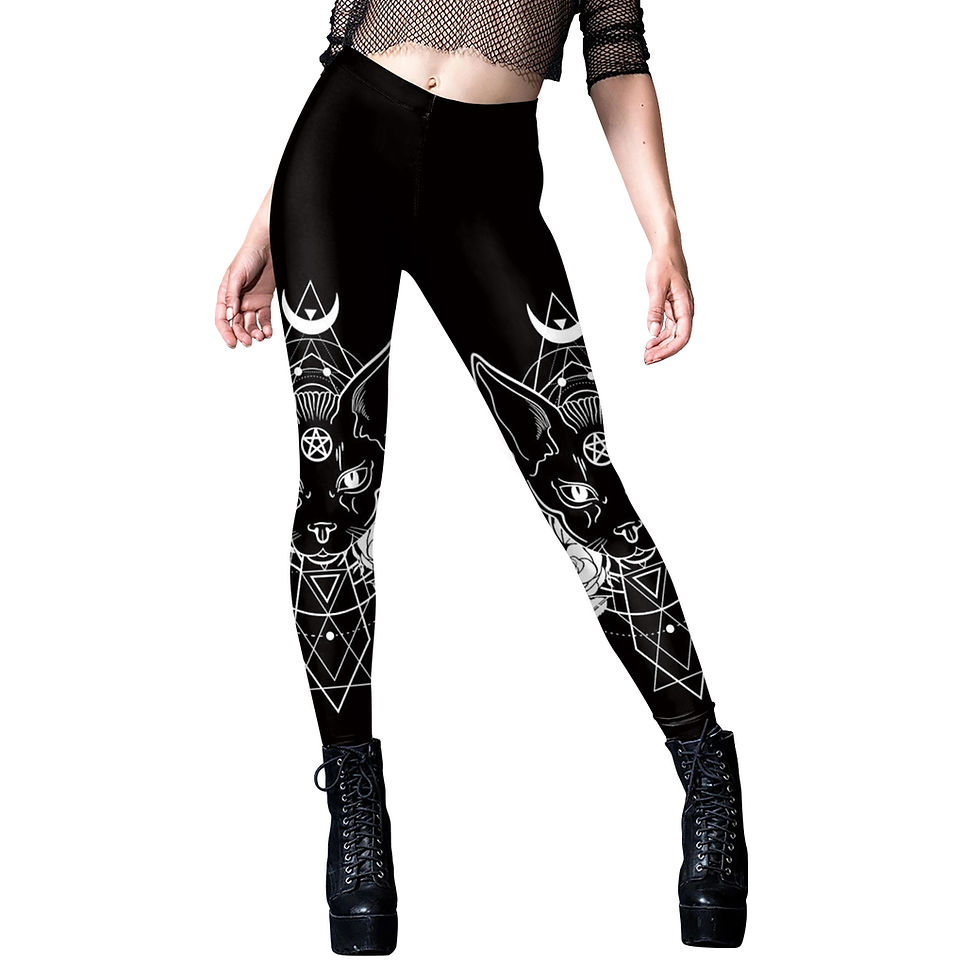 Thumbnail: [You're My Secret] Sexy Women's Black Ouija Punk Rock Gothic Leggings For Women 