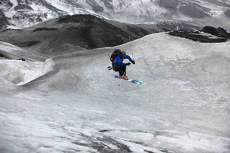 ash affected snow made the descent interesting