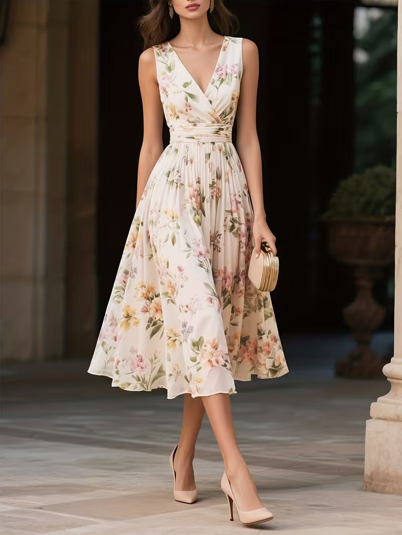 Thumbnail: Seraphina Floral Maxi Dress Elegant Sleeveless V-Neck Summer Dress