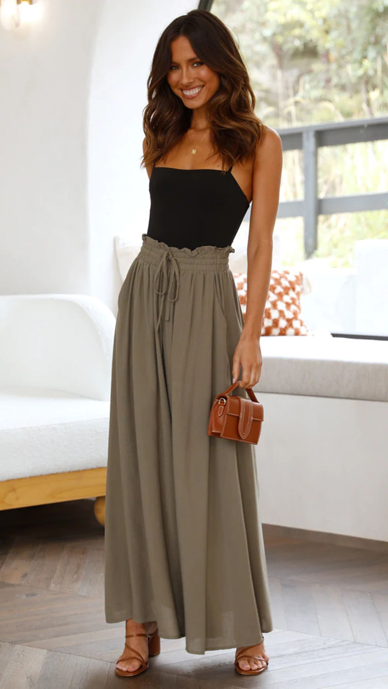 Thumbnail: Sienna Flow Wide Leg Pants Elegant Elastic Waist Summer Trousers