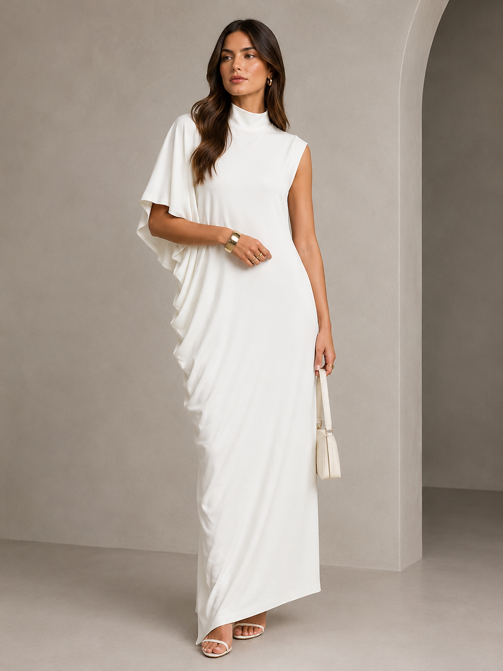 Thumbnail: Élodie Asymmetric Pleated Top Elegant One-Shoulder Statement Blouse
