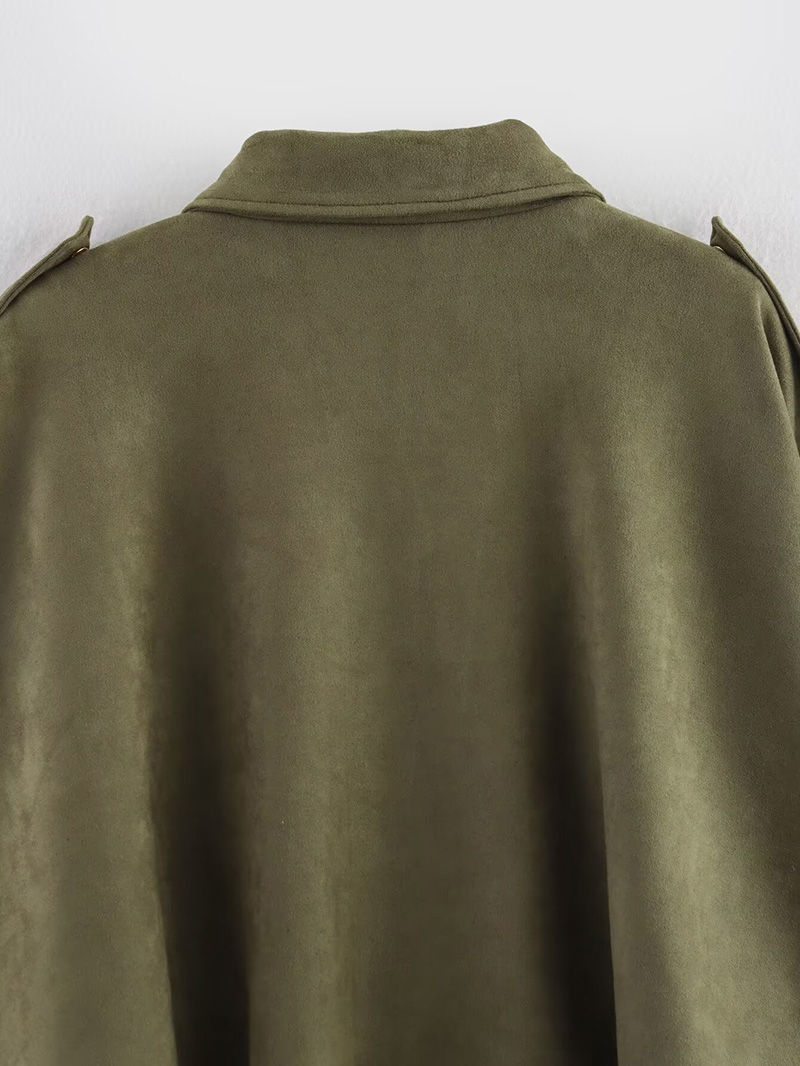 Thumbnail: Vienna Oversized Bomber Jacket Elegant Turn-Down Collar Street Luxe Coat