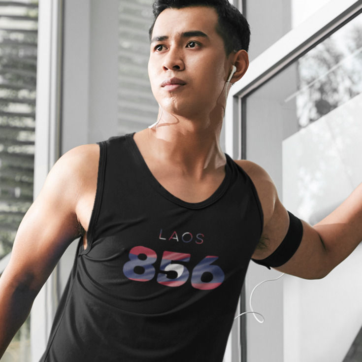 Laos Mens Black Tank Top Vest