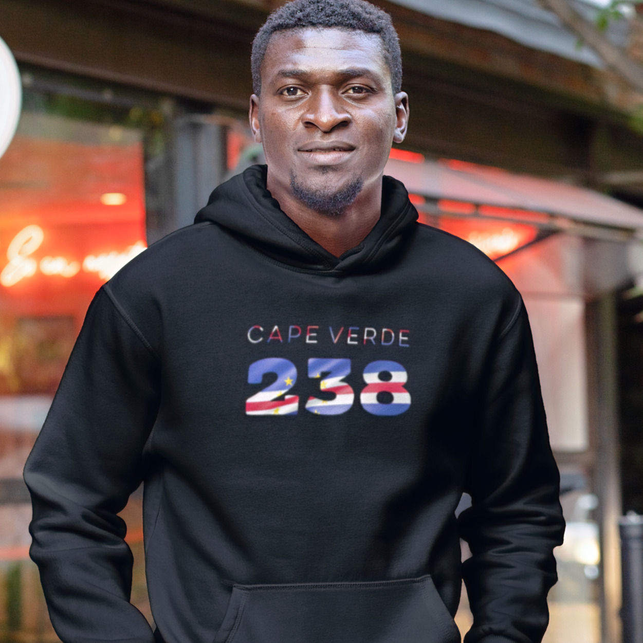 Cape Verde Mens Black Hoodie