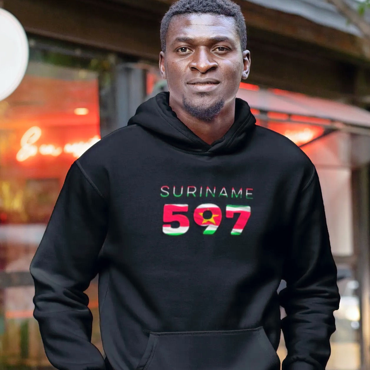 Suriname Mens Black Hoodie