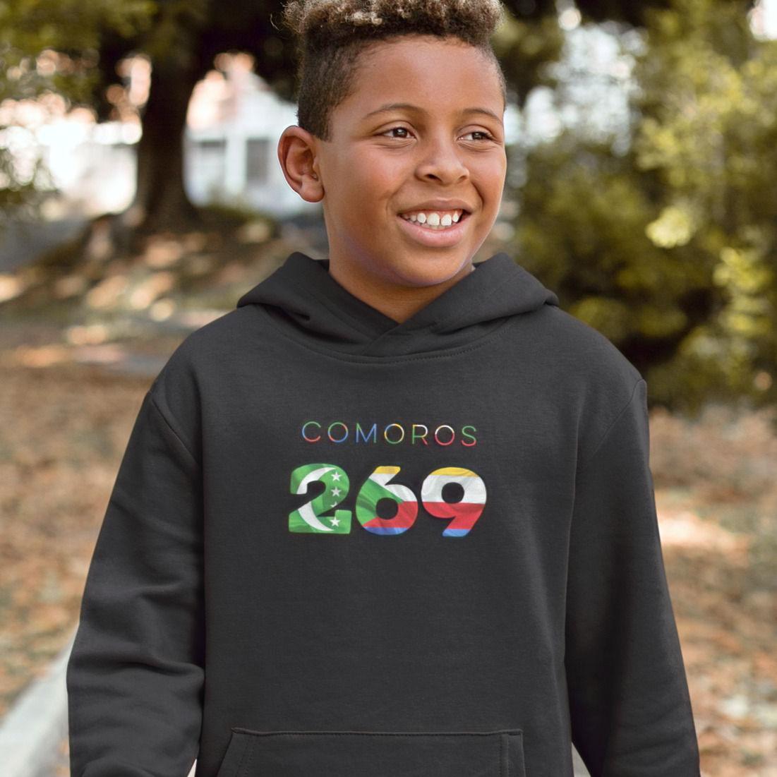 Comoros Childrens Black Hoodie