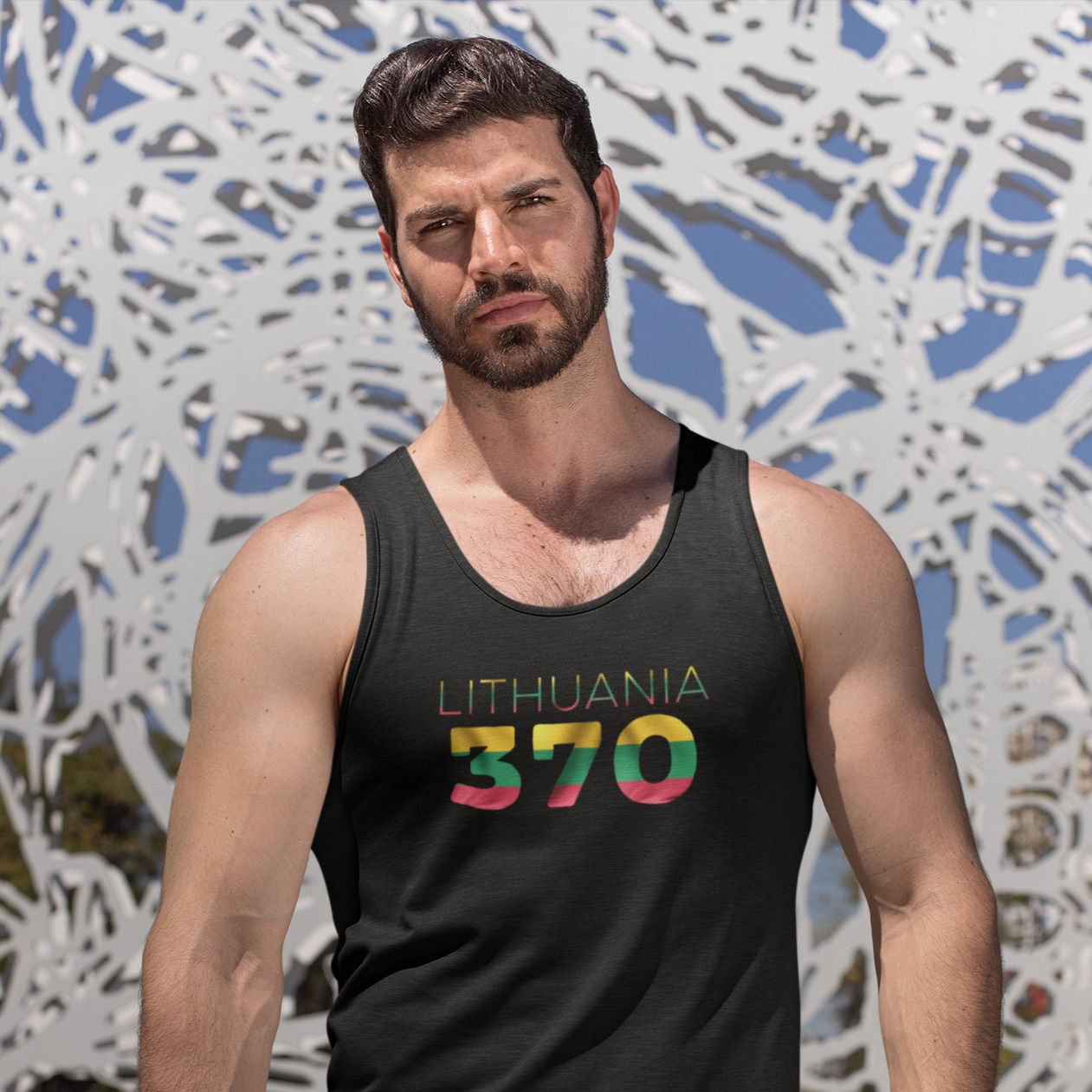 Lithuania Mens Black Tank Top Vest