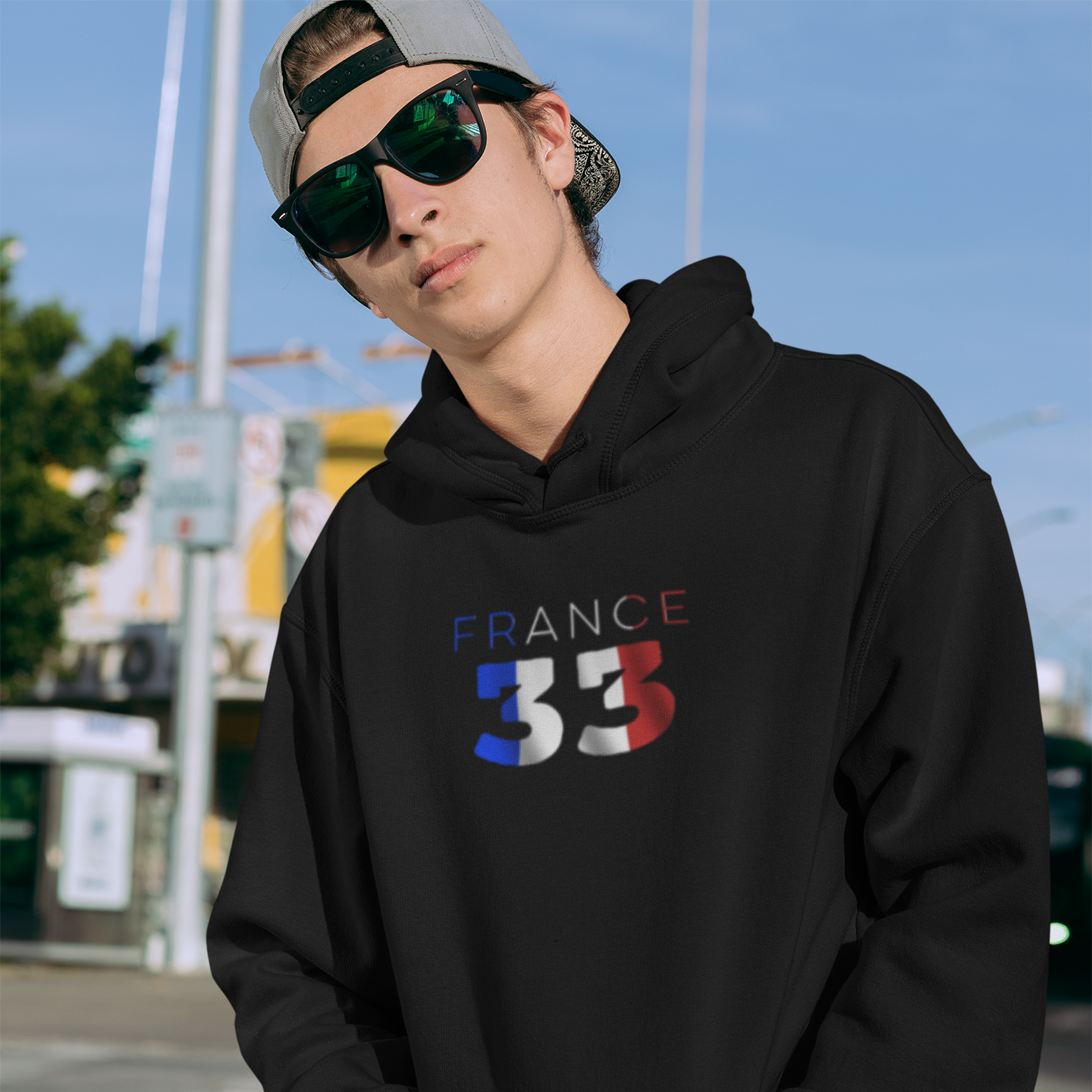 France Mens Black Hoodie
