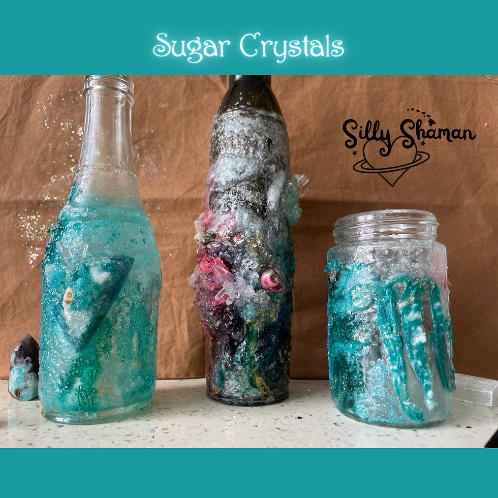 Thumbnail: COMBO"Mermaid Secret" Sugar Crystal Quartz Aura Flourite Magic Bottle (Upcycled)