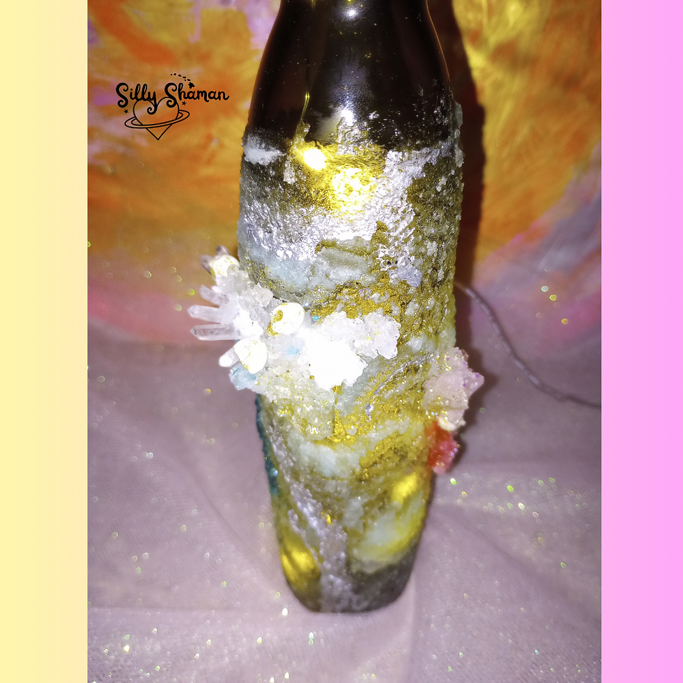 Thumbnail: COMBO"Mermaid Secret" Sugar Crystal Quartz Aura Flourite Magic Bottle (Upcycled)