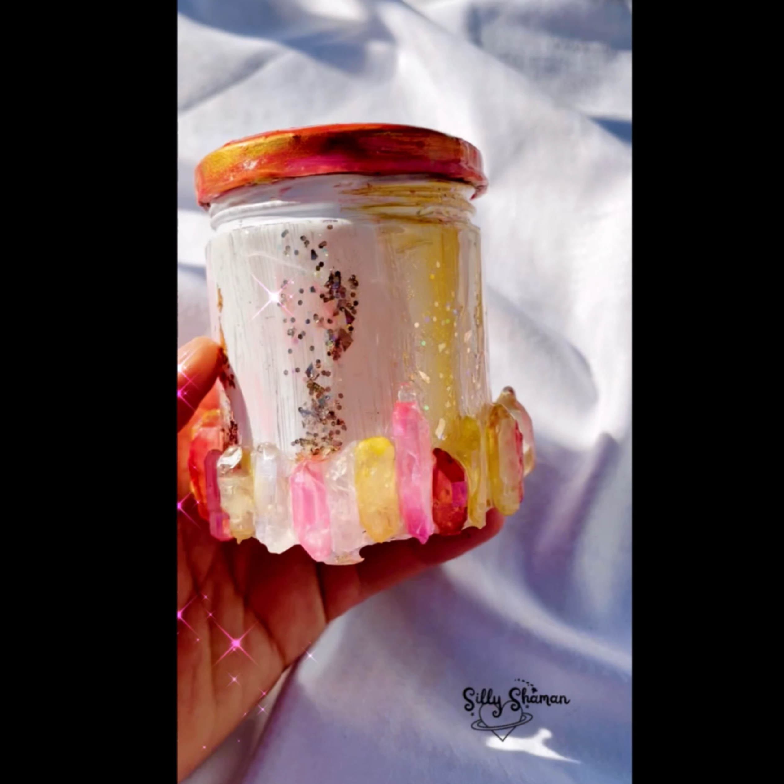 Silly Aura Quartz Charging Jar (Upcycled) 