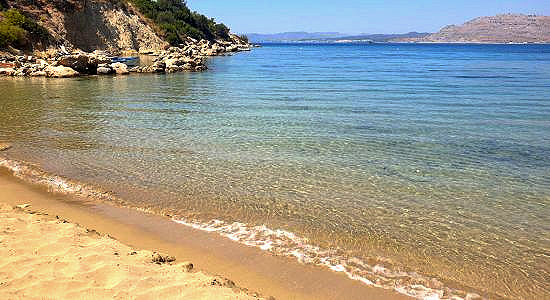 The beautiful private and unspoiled beach of Skalakia, only 200 metres from TREĪS Villas / Estate
