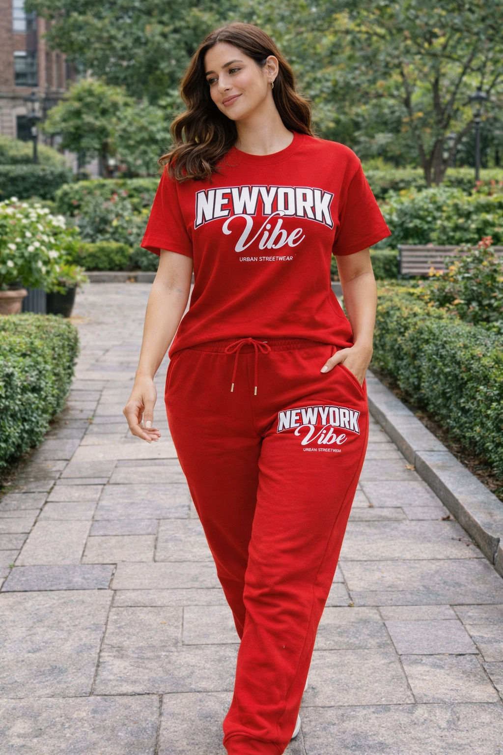 Women Co-ord Set | NEWYORK Vibe Printed T-Shirt & Jogger Set | Stylish Streetwea