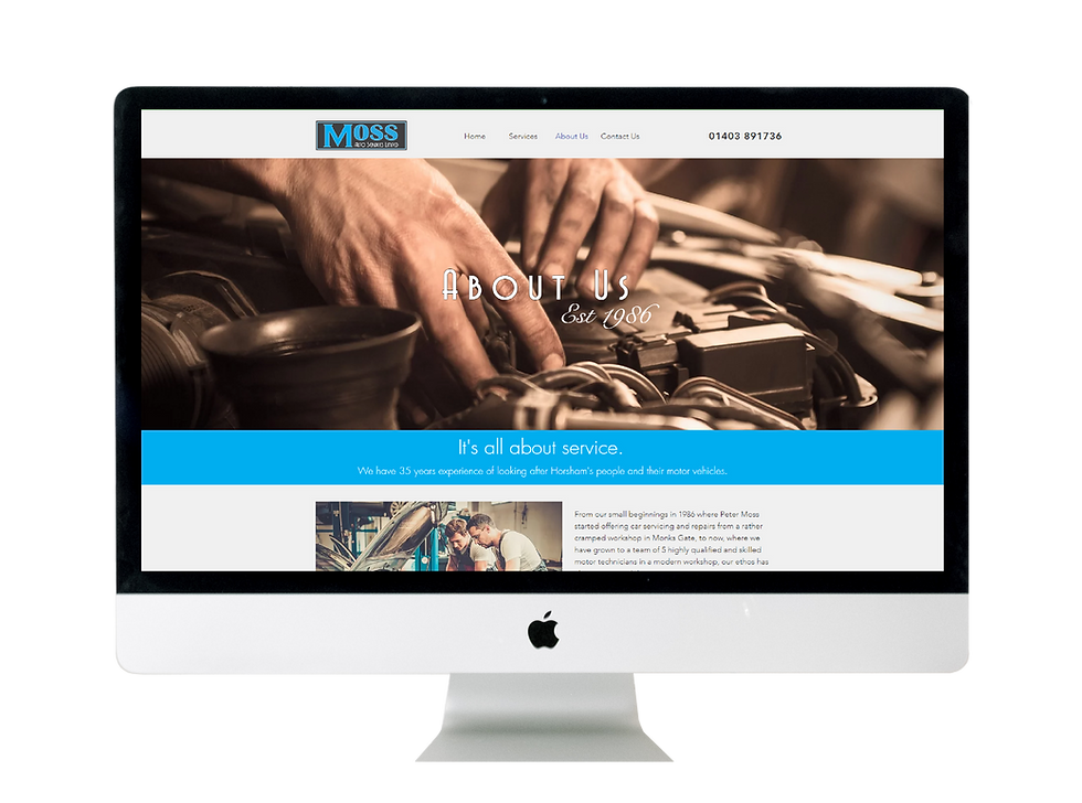 Moss Automitive - Overhaul of old website and re-launched on Wix