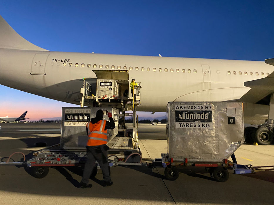 Air cargo being loaded