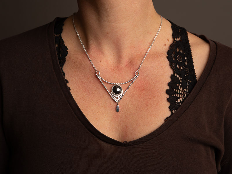 Miniature : Collier en argent 925 et hématite