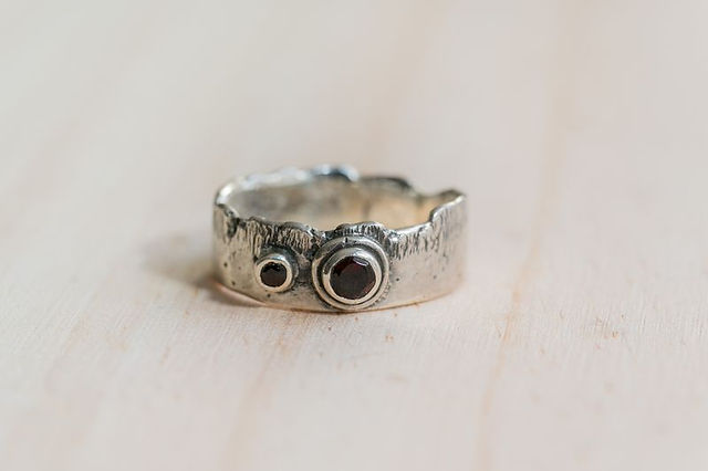 Arte-Sincero bague argent et deux grenats