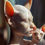 Miniaturebillede: Catamorphosis - Fine art print by Inna Etuvgi, blending photography and AI-enhanced digital art. Depicts a woman with feline-