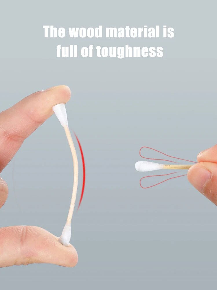 Thumbnail: 500PCS Disposable Cotton Swab Box With Double End Round Head For Makeup And Make