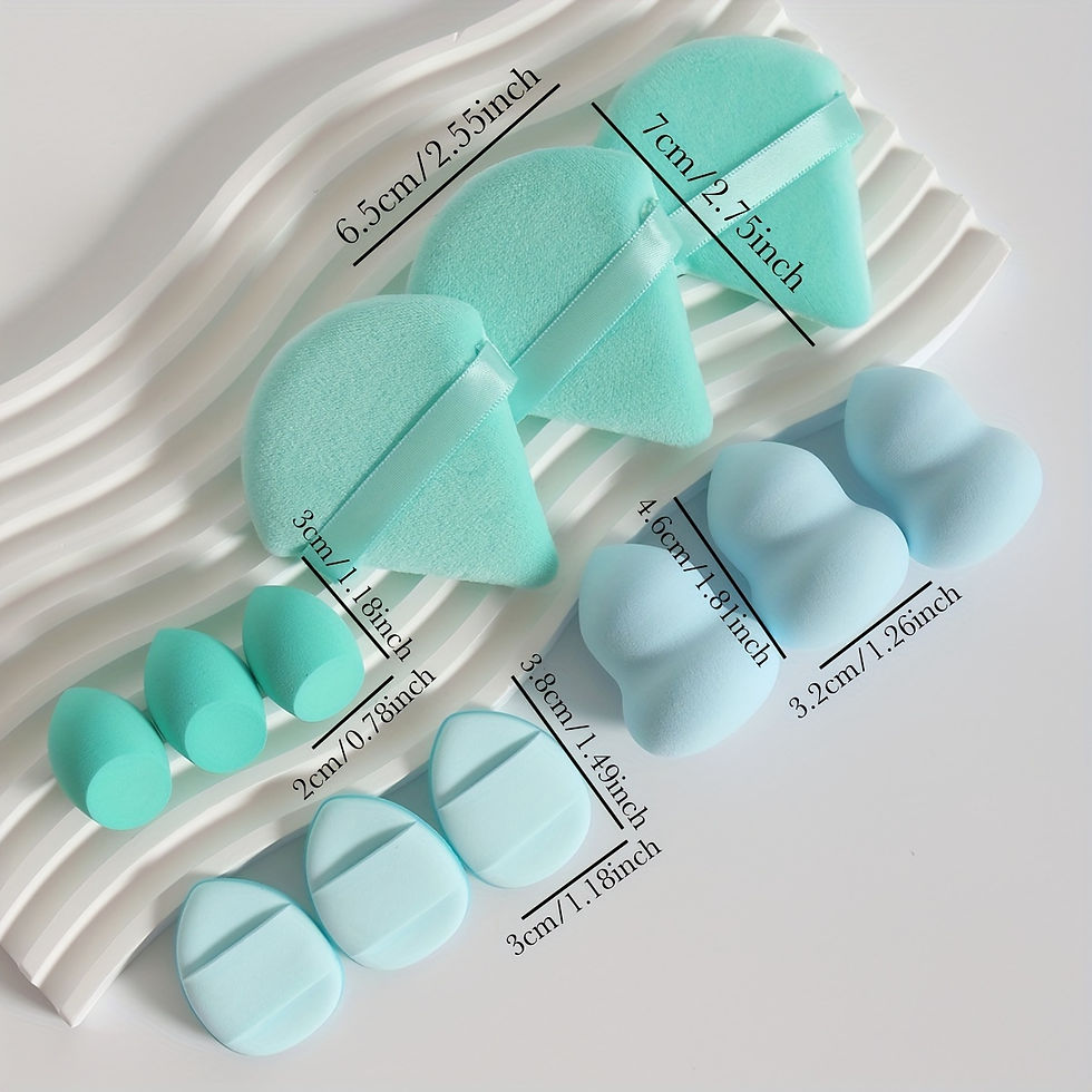 Thumbnail: 12-Piece All-Purpose Makeup Sponge Set, Made of 3 Loose Powder Puffs, 3 Mini Air