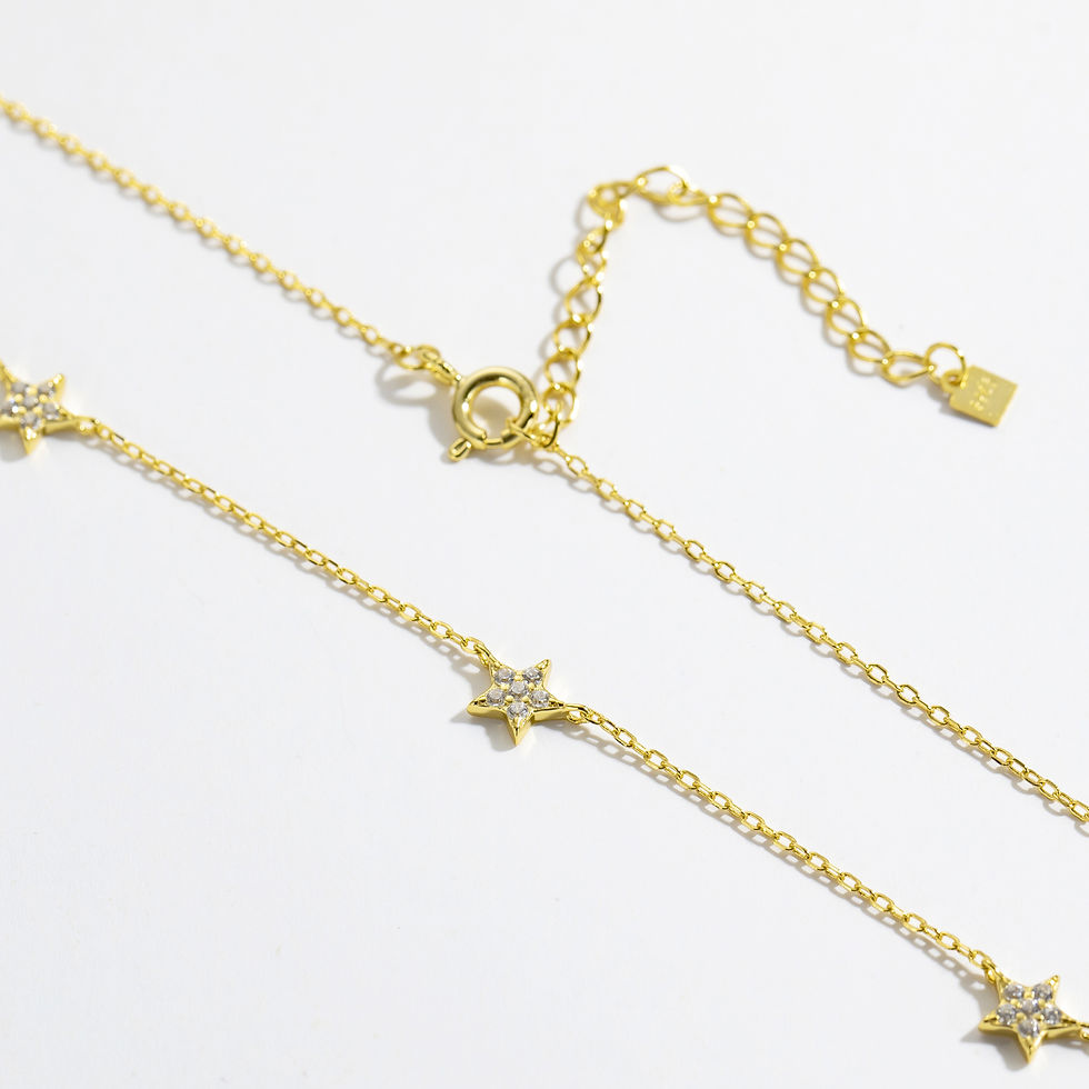 Thumbnail: ANDYWEN 925 Sterling Silver Gold Starry Sky Spakle Star Linked CZ Zircon Choker 